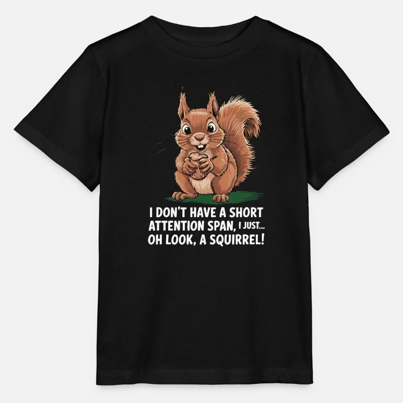 ADHD? Oh look, a squirrel! - Stanley/Stella MINI CREATOR Kids’ T-Shirt - black