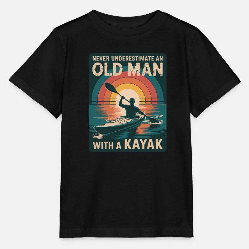 Never Underestimate an Old Man with a Kayak - Stanley/Stella MINI CREATOR Kids’ T-Shirt - black