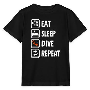 Eat Sleep Diving Repeat - Funny Diving - Stanley/Stella MINI CREATOR Kids’ T-Shirt - black - Front - Mikhail (115cm)