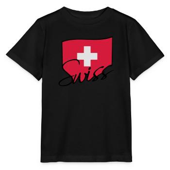 Swiss Flag Logo - T-shirt bio MINI CREATOR Stanley/Stella Enfant - noir - Devant - Mikhail (115cm)