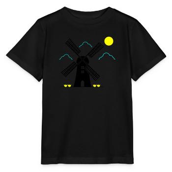 windmühle landschaft - Stanley/Stella Kinder T-Shirt MINI CREATOR  - Schwarz - Vorne - Mikhail (115cm)