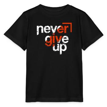 never give up - Stanley/Stella MINI CREATOR Kids’ T-Shirt - black - Front - Mikhail (115cm)
