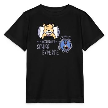 Wecker Getriebe Uhrzeit Katze Bett schlafen müde - Stanley/Stella Kinder T-Shirt MINI CREATOR  - Schwarz - Vorne - Mikhail (115cm)