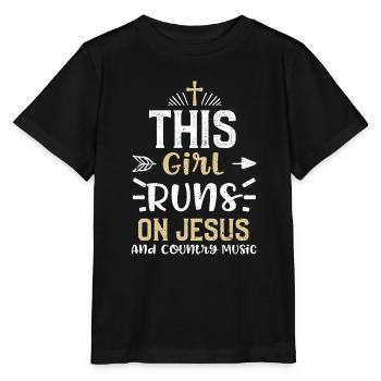 Cette fille court sur Jésus et Coun... - T-shirt bio MINI CREATOR Stanley/Stella Enfant - noir - Devant - Mikhail (115cm)