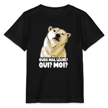 Ours mal léché (texte blanc) - T-shirt bio MINI CREATOR Stanley/Stella Enfant - noir - Devant - Mikhail (115cm)