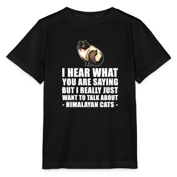 Chat cadeau mignon Himalaya - T-shirt bio MINI CREATOR Stanley/Stella Enfant - noir - Devant - Mikhail (115cm)