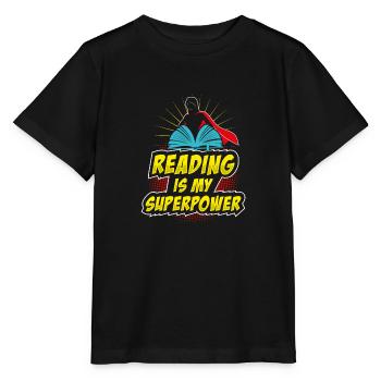 Reading is my superpower reading super power gift - Stanley/Stella MINI CREATOR Kids’ T-Shirt - black - Front - Mikhail (115cm)