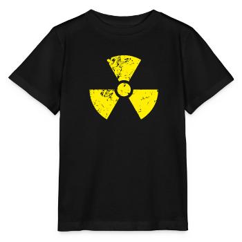Yellow radioactive, radioactivity symbol - Stanley/Stella MINI CREATOR Kids’ T-Shirt - black - Front - Mikhail (115cm)