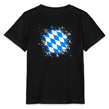 Bayern Flagge München Klecks Fleck Tropfen Ulm - Stanley/Stella Kinder T-Shirt MINI CREATOR  - Schwarz - Vorne - Mikhail (115cm)