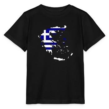 Griechenland Flagge Landkarte - Stanley/Stella Kinder T-Shirt MINI CREATOR  - Schwarz - Vorne - Mikhail (115cm)