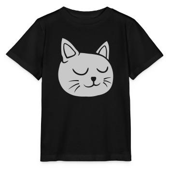Entspannte Katze Augen geschlossen - Stanley/Stella Kinder T-Shirt MINI CREATOR  - Schwarz - Vorne - Mikhail (115cm)