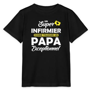 super infirmier - papa exceptionnel - T-shirt bio MINI CREATOR Stanley/Stella Enfant - noir - Devant - Mikhail (115cm)