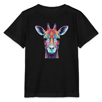 Girafe psychédélique - T-shirt bio MINI CREATOR Stanley/Stella Enfant - noir - Devant - Mikhail (115cm)
