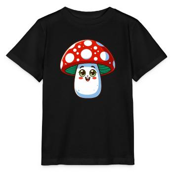 Lustiger fröhlicher Fliegenpilz - Stanley/Stella Kinder T-Shirt MINI CREATOR  - Schwarz - Vorne - Mikhail (115cm)