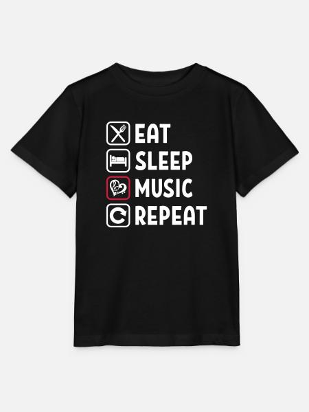 Eat Sleep Music Repeat - Stanley/Stella Kinder T-Shirt MINI CREATOR  - Schwarz
