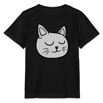 Geschlossene Augen Katze schlafend - Stanley/Stella Kinder T-Shirt MINI CREATOR  - Schwarz - Vorne - Mikhail (115cm)