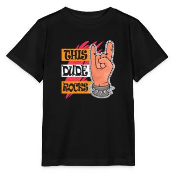 This Dude Rocks - Stanley/Stella Kinder T-Shirt MINI CREATOR  - Schwarz - Vorne - Mikhail (115cm)
