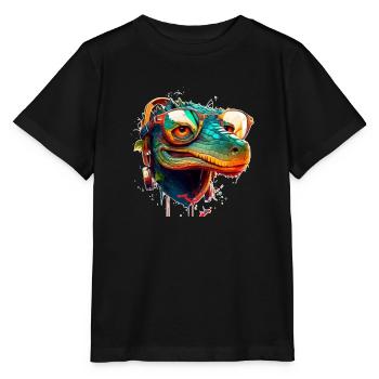 Sommer Sonne Hawaii Kroko mit Styling Brille - Stanley/Stella Kinder T-Shirt MINI CREATOR  - Schwarz - Vorne - Mikhail (115cm)