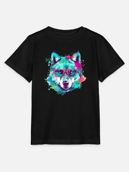 Der Wolf mit der rosaroten Brille - Stanley/Stella Kinder T-Shirt MINI CREATOR - Schwarz