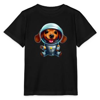 Astronaut Dachshund - Stanley/Stella MINI CREATOR Kids’ T-Shirt - black - Front - Mikhail (115cm)