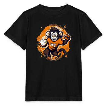 Mako der Rugby-Affe - Stanley/Stella Kinder T-Shirt MINI CREATOR  - Schwarz - Vorne - Mikhail (115cm)