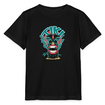Masque Tiki qui a la bouche qui fume - T-shirt bio MINI CREATOR Stanley/Stella Enfant - noir - Devant - Mikhail (115cm)