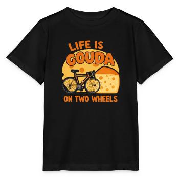 Life is Gouda on Two Wheels! - Stanley/Stella MINI CREATOR Kids’ T-Shirt - black - Front - Mikhail (115cm)