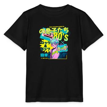 Musique des années 80 - Eighties - Musik - Achtziger - T-shirt bio MINI CREATOR Stanley/Stella Enfant - noir - Devant - Mikhail (115cm)