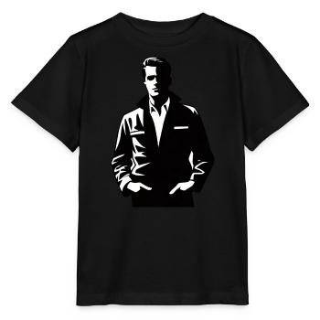 Noir Mystery: Mann im Schatten - Stanley/Stella Kinder T-Shirt MINI CREATOR  - Schwarz - Vorne - Mikhail (115cm)