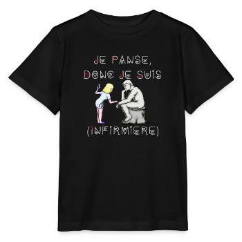 Je Panse donc je suis infirmière - T-shirt bio MINI CREATOR Stanley/Stella Enfant - noir - Devant - Mikhail (115cm)
