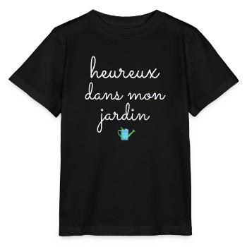heureux dans mon jardin - T-shirt bio MINI CREATOR Stanley/Stella Enfant - noir - Devant - Mikhail (115cm)