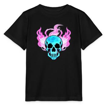 Feuerschädel Rauch pink Skelett Flammen 7 - Stanley/Stella Kinder T-Shirt MINI CREATOR  - Schwarz - Vorne - Mikhail (115cm)