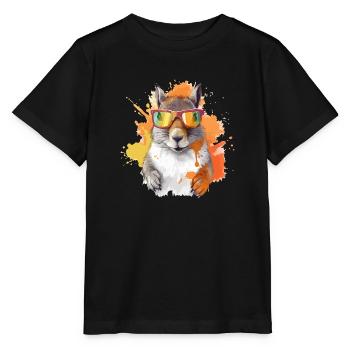Tom the spectacled squirrel - Stanley/Stella MINI CREATOR Kids’ T-Shirt - black - Front - Mikhail (115cm)