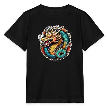 Asiatischer Drache - Japan - Chinesisch - Stanley/Stella Kinder T-Shirt MINI CREATOR  - Schwarz - Vorne - Mikhail (115cm)