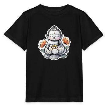 bébé Bouddha - meditation yoga relaxation - T-shirt bio MINI CREATOR Stanley/Stella Enfant - noir - Devant - Mikhail (115cm)