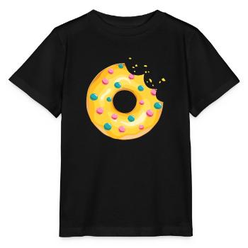 Donut-Biss essen Metzgergebäck 120 Q - Stanley/Stella Kinder T-Shirt MINI CREATOR  - Schwarz - Vorne - Mikhail (115cm)