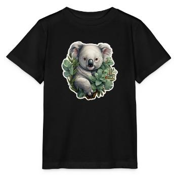 Koala mit Eukalyptus - Stanley/Stella Kinder T-Shirt MINI CREATOR  - Schwarz - Vorne - Mikhail (115cm)
