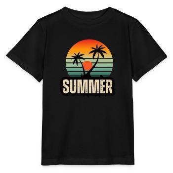 Tropical Serenity: A Sunset Symphony - Stanley/Stella MINI CREATOR Kids’ T-Shirt - black - Front - Mikhail (115cm)