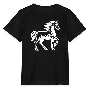Raised Hoof - Powerful horse in strong leash - Stanley/Stella MINI CREATOR Kids’ T-Shirt - black - Front - Mikhail (115cm)