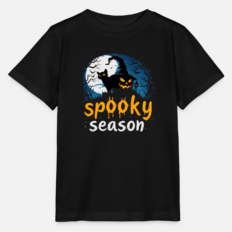 Conception d’Halloween pour la saison effrayante – Sorcière, chat et jack - T-shirt bio MINI CREATOR Stanley/Stella Enfant - noir