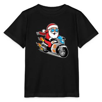 Santa Claus Santa Claus Motorcycle Rider - Stanley/Stella MINI CREATOR Kids’ T-Shirt - black - Front - Mikhail (115cm)