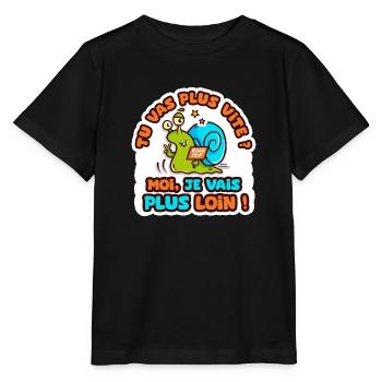je vais plus loin humour sticker camping car - T-shirt bio MINI CREATOR Stanley/Stella Enfant - noir - Devant - Mikhail (115cm)