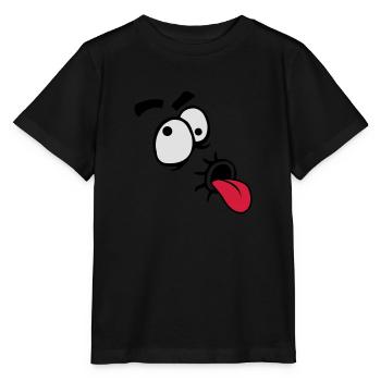 Komisches Comic Gesicht Cool Zunge Rausstrecken - Stanley/Stella Kinder T-Shirt MINI CREATOR  - Schwarz - Vorne - Mikhail (115cm)