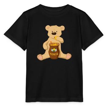 Bär mit Honig - Stanley/Stella Kinder T-Shirt MINI CREATOR  - Schwarz - Vorne - Mikhail (115cm)
