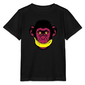 singe sourire banane sourire - T-shirt bio MINI CREATOR Stanley/Stella Enfant - noir - Devant - Mikhail (115cm)
