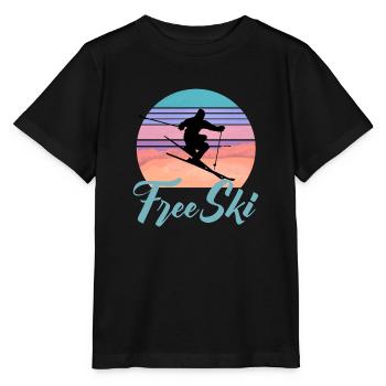 Ski gratuit, sports d'hiver, ski, ski de slalom, Sk - T-shirt bio MINI CREATOR Stanley/Stella Enfant - noir - Devant - Mikhail (115cm)