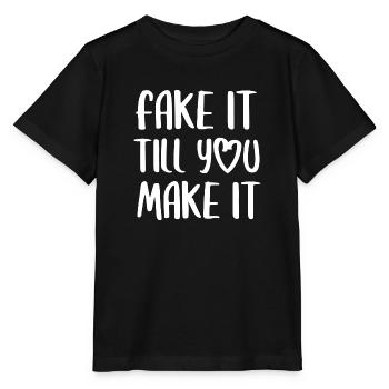 Fake it till you make it Spruch Anglais - T-shirt bio MINI CREATOR Stanley/Stella Enfant - noir - Devant - Mikhail (115cm)