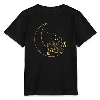 chat dans la lune brillé - T-shirt bio MINI CREATOR Stanley/Stella Enfant - noir - Devant - Mikhail (115cm)