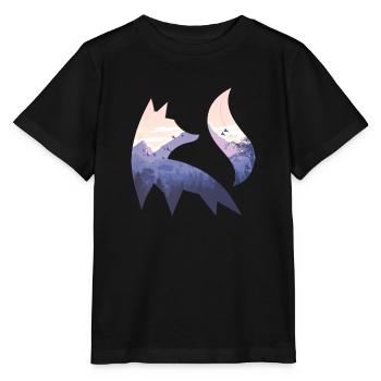 Fox Silhouette Forêt Nature Animal Renard Roux Forêt Animal - T-shirt bio MINI CREATOR Stanley/Stella Enfant - noir - Devant - Mikhail (115cm)
