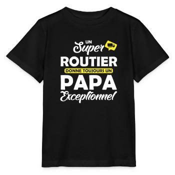 super routier - papa exceptionnel - T-shirt bio MINI CREATOR Stanley/Stella Enfant - noir - Devant - Mikhail (115cm)